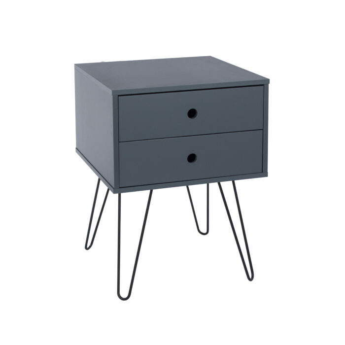 Core Options telford, white & metal 2 drawer bedside cabinet in blue-0