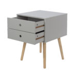 Core Scandia, 2 drawer & wood legs bedside cabinet, grey-36299