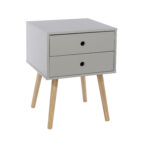 Core Scandia, 2 drawer & wood legs bedside cabinet, grey-0