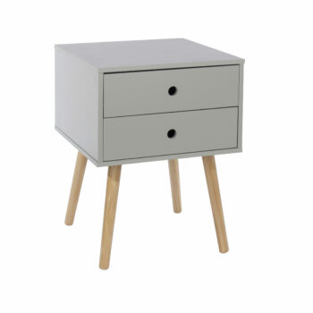Core Scandia, 2 drawer & wood legs bedside cabinet, grey-0