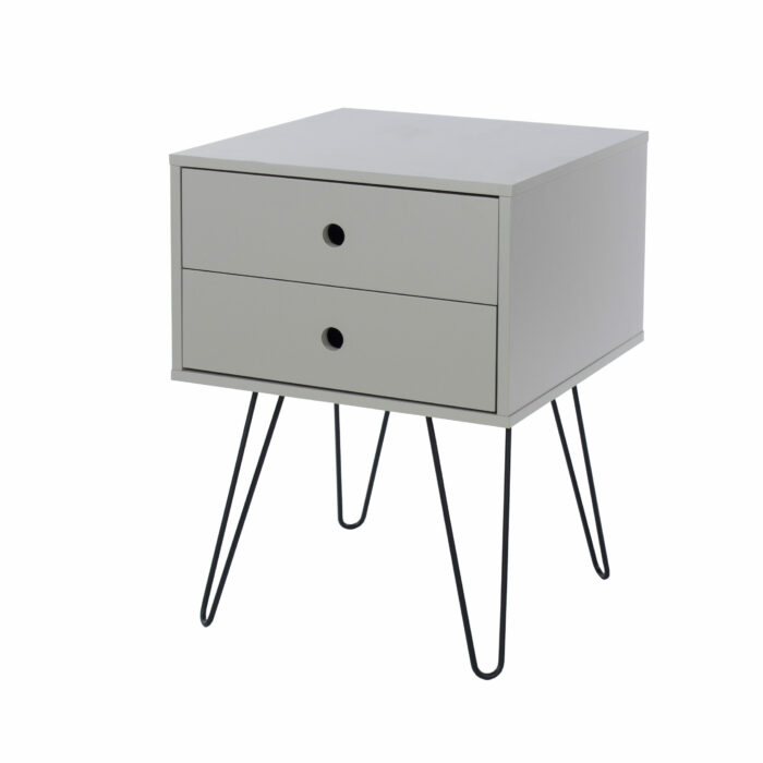 Core Options telford, white & metal 2 drawer bedside cabinet in grey-36318