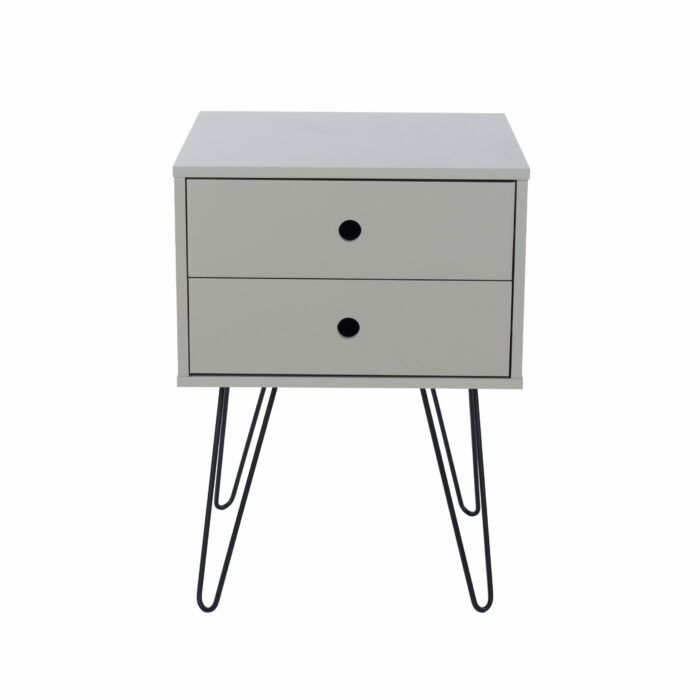 Core Options telford, white & metal 2 drawer bedside cabinet in grey-36317