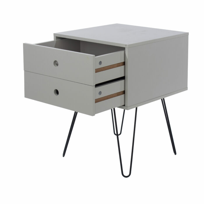 Core Options telford, white & metal 2 drawer bedside cabinet in grey-36316