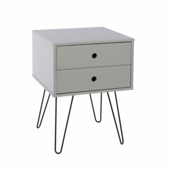 Core Options telford, white & metal 2 drawer bedside cabinet in grey-0