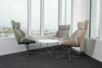 Elite Cascara High Back White Moulded Shell Upholstered Chrome Swivel Chair-36113