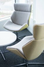 Elite Cascara High Back White Moulded Shell Upholstered Chrome Swivel Chair-36114