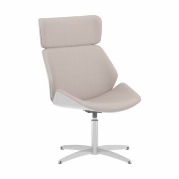 Elite Cascara High Back White Moulded Shell Upholstered Chrome Swivel Chair-0
