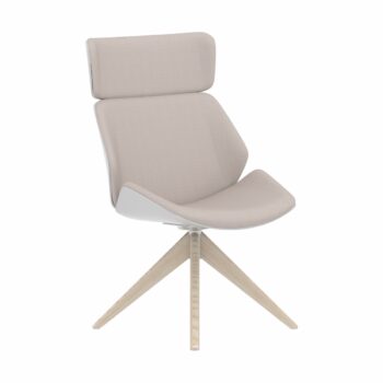 Elite Cascara High Back White Moulded Shell Upholstered with Swivel Wooden Pyramid Base-0
