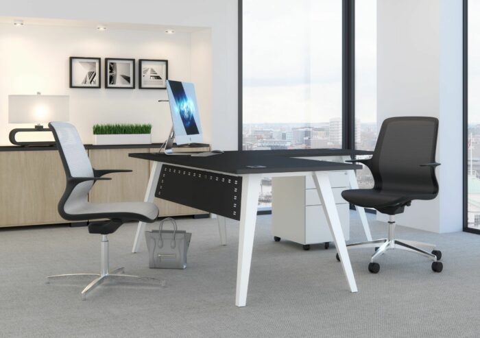 Elite Agile Seating Mesh Back Meeting Chair with White Mesh & Black Shell-0