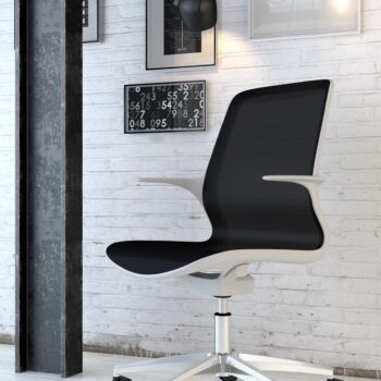Elite Tempo Agile Seating Mesh Back Chair with Black Mesh & White Shell (Silver Base)-0