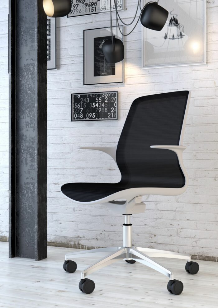 Elite Tempo Agile Seating Mesh Back Chair with Black Mesh & White Shell (Silver Base)-0
