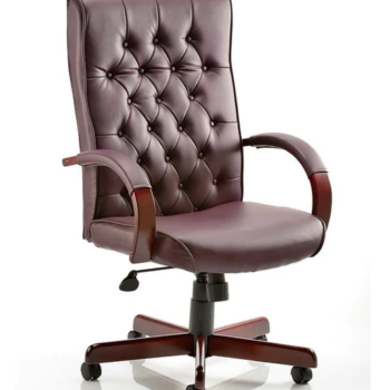 BIG DEALS Dynamic Chesterfield Leather Executive Chair - Burgundy-0