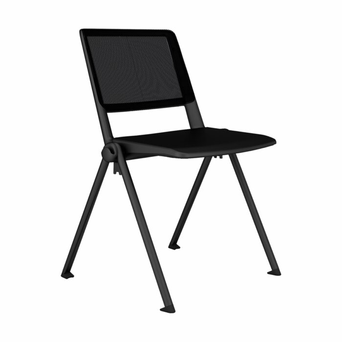 Elite Multi-Purpose Seating Salto 4 Legged Chair with Plastic Seat & Mesh Back - Black Plastic Finish-0