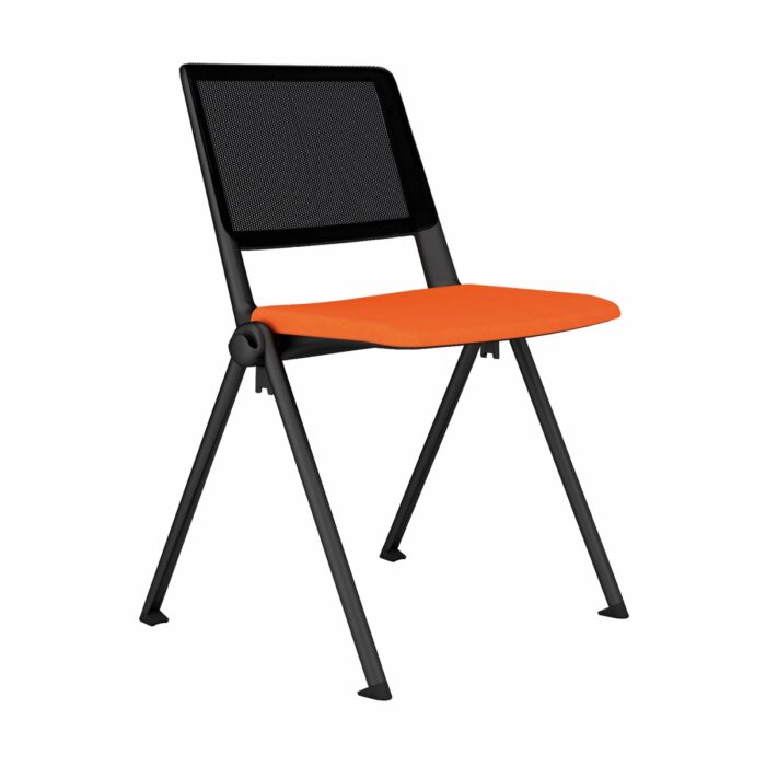 Elite Multi-Purpose Seating Salto 4 Legged Chair with Upholstered Seat & Mesh Back - Black Plastic Finish-0