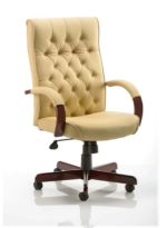 BIG DEALS Dynamic Chesterfield Leather Executive Chair - Cream-0
