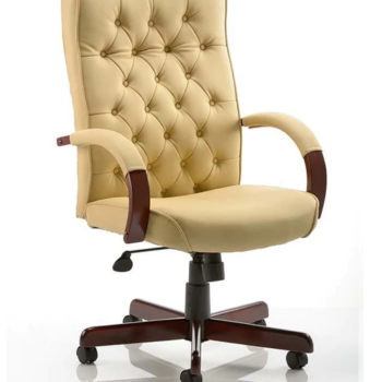 BIG DEALS Dynamic Chesterfield Leather Executive Chair - Cream-0