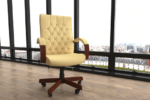 BIG DEALS Dynamic Chesterfield Leather Executive Chair - Cream-32606