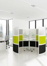 Elite Single Huddle Curved Screen with Bottom, Middle and Top Fabric Panels - Multiple Fabric Options-38420