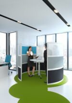 Elite Single Huddle Curved Screen with Bottom, Middle and Top Fabric Panels - Multiple Fabric Options-38421