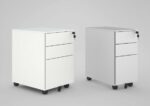 Elite 3 Drawer Steel Flat Fronted Mobile Pedestal - 3 Metal Finish Options-38281