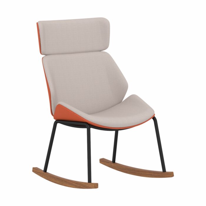 Elite Cascara High Back Walnut Moulded Shell Upholstered Rocker Chair-0