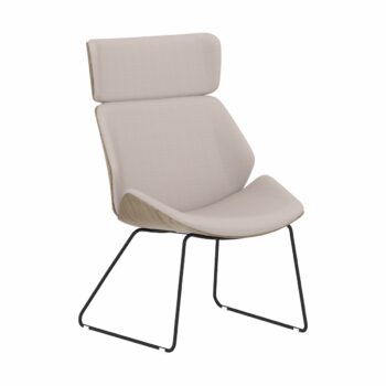 Elite Cascara High Back Walnut Moulded Shell Upholstered Sled Base Chair-0
