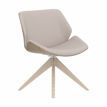 Elite Cascara Medium Back Walnut Moulded Shell Upholstered with Swivel Wooden Pyramid Base-0