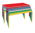 Metalliform Crushed Bent Rectangular Table, Choice of colours MDF edge-37667