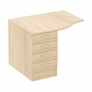 Elite 4 Drawer Deep Desk High Pedestal with Curved Overhanging Top - 10 Colour Options-0