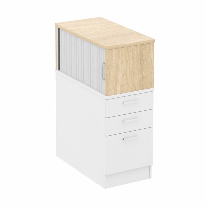 Elite Tambour Fronted Pedestal-top Storage Unit - 10 Colour Options-0