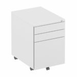 Elite 3 Drawer Steel Flat Fronted Mobile Pedestal - 3 Metal Finish Options-0