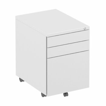 Elite 3 Drawer Steel Flat Fronted Mobile Pedestal - 3 Metal Finish Options-0