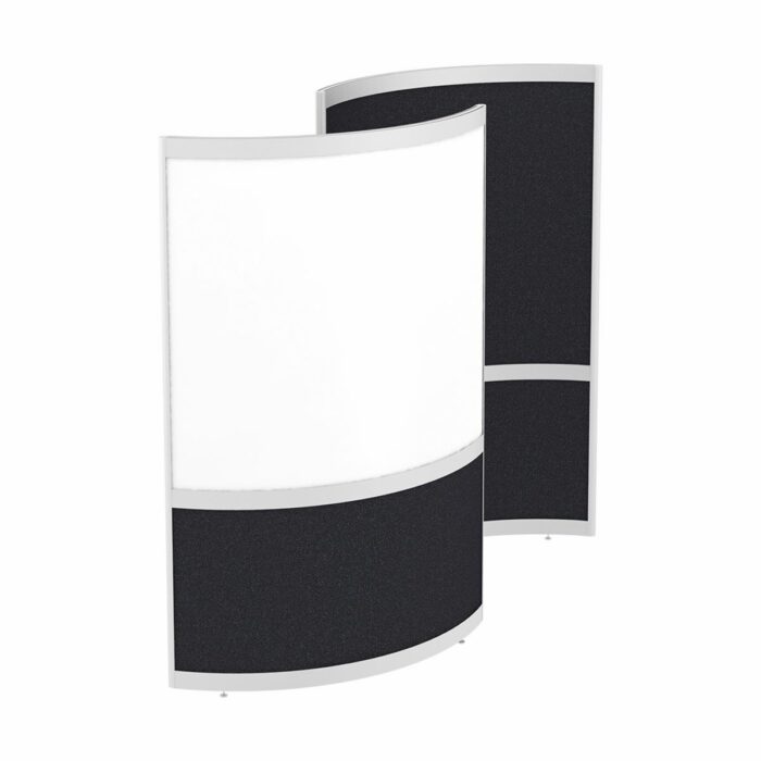 Elite Single Huddle Curved Screen with Bottom Fabric Panels and Top Fabric on Inner and Whiteboard on Outer Curve Panels - Multiple Fabric Options-0