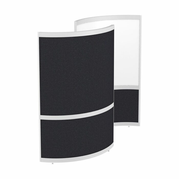 Elite Single Huddle Curved Screen with Bottom Fabric Panels and Top Whiteboard on Inner and Fabric on Outer Curve Panels - Multiple Fabric Options-0