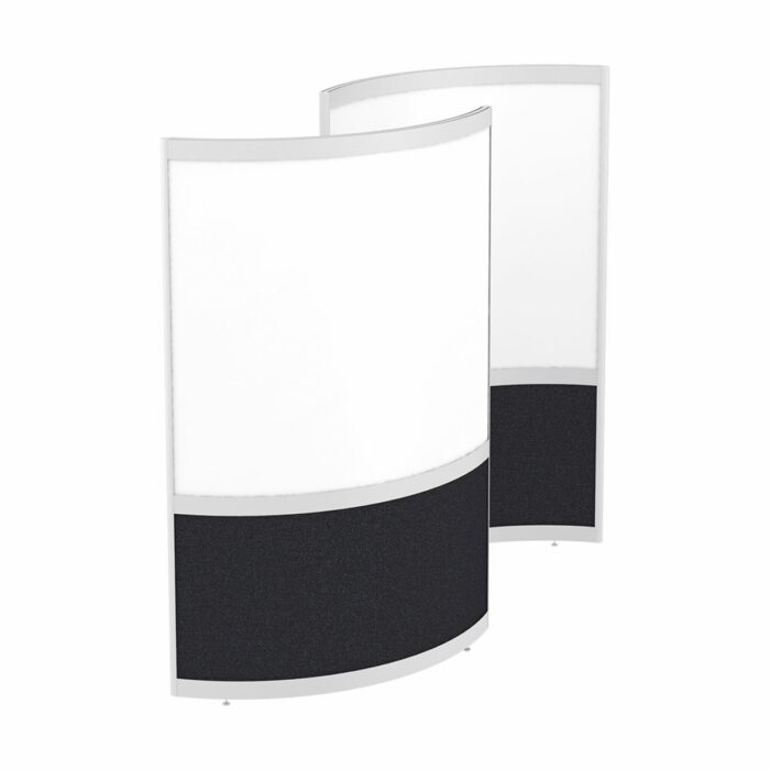 Elite Single Huddle Curved Screen with Bottom Fabric and Top Whiteboard Panels - Multiple Fabric Options-0