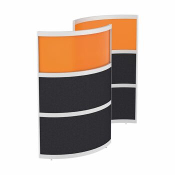 Elite Single Huddle Curved Screen with Bottom and Middle Fabric and Top Acrylic Panels - Multiple Fabric Options-0