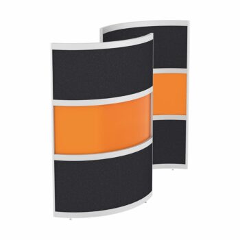 Elite Single Huddle Curved Screen with Bottom and Top Fabric and Middle Acrylic Panels - Multiple Fabric Options-0
