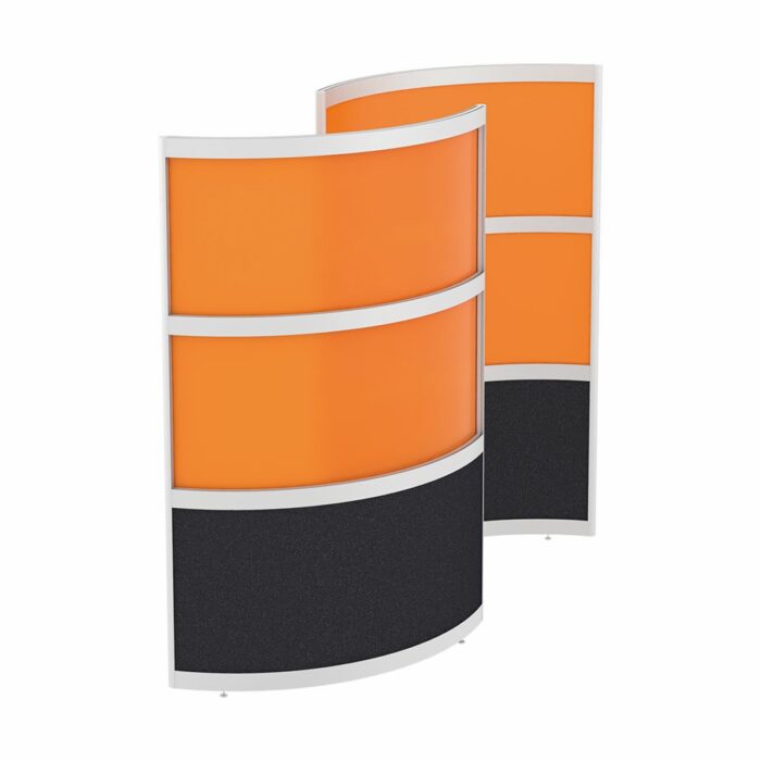 Elite Single Huddle Curved Screen with Bottom Fabric and Middle and Top Acrylic Panels - Multiple Fabric Options-0