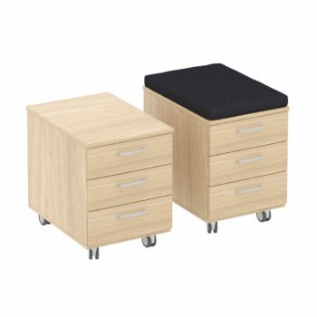Elite 3 Drawer Low Mobile Pedestal - Optional Seat Pad, 10 Colour Options-0