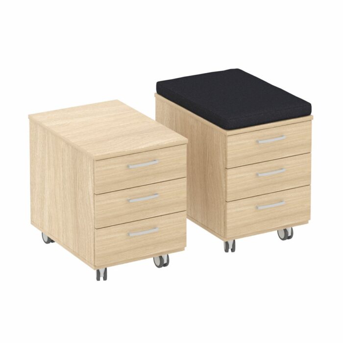 Elite 3 Drawer Low Mobile Pedestal on Castors - Optional Seat Pad, 10 Colour Options-0