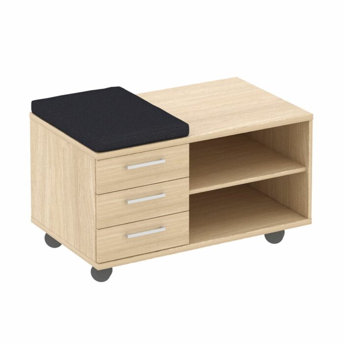 Elite 3 Drawer Single Sided Mobile Personal Storage Unit - With Seat Pad and 10 Colour Options-0