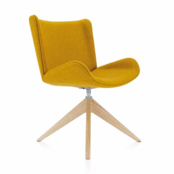 Elite Myla Medium Back Fully Upholstered with Swivel Wooden Pyramid Base-0