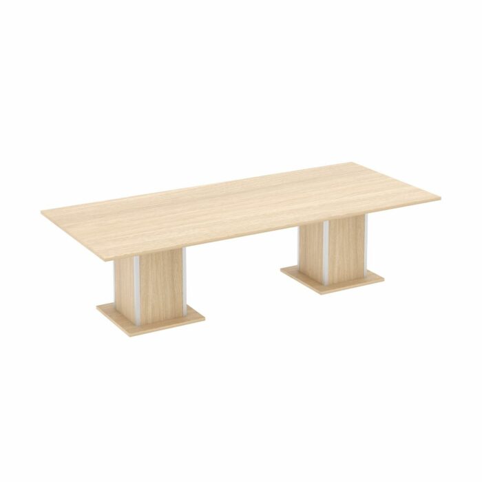 Elite Qube Rectangular Meeting Table with Double Square Base-0