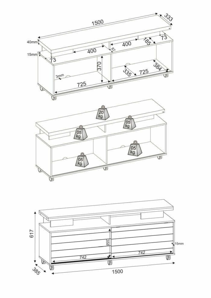 Core Vision widescreen TV unit, white-36547