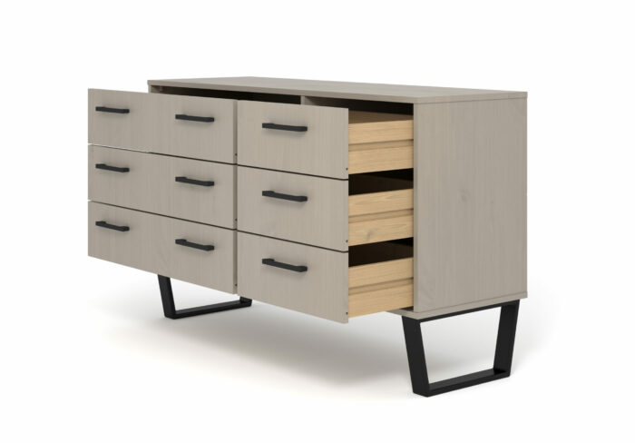 Core Grey Texas 3 plus 3 drawer wide chest-36600