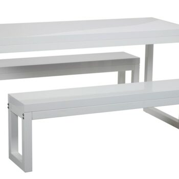 Spaceright Cube Set (Table & 2 x Benches) - Oak and White Finishes-0