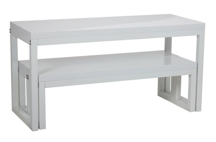 Spaceright Cube Set (Table & 2 x Benches) - Oak and White Finishes-38450