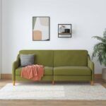 Dorel Jasper Coil Sprung Sofa Bed in Green Linen Fabric-39794