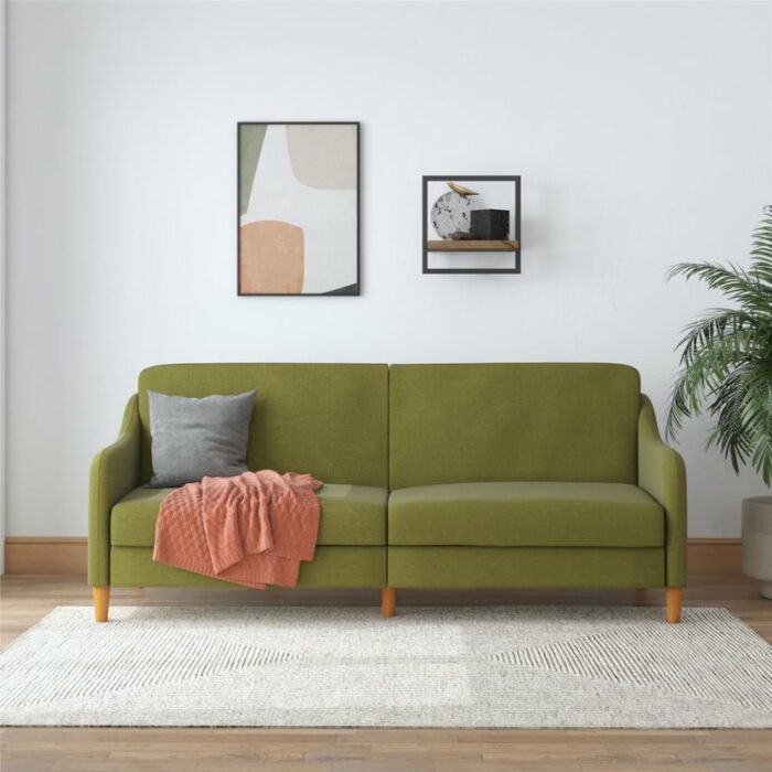Dorel Jasper Coil Sprung Sofa Bed in Green Linen Fabric-39794