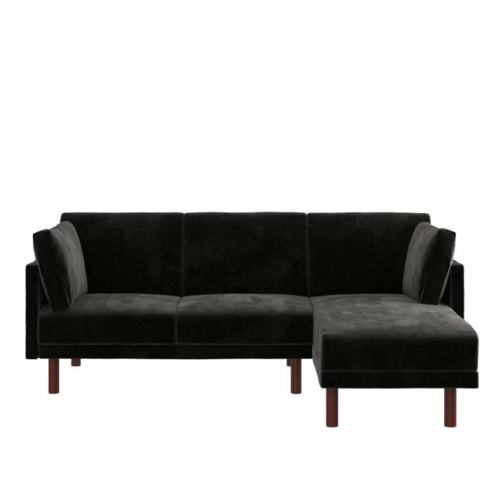 Dorel Clair Coil Reversible Sofa Bed in Black Velvet-39660